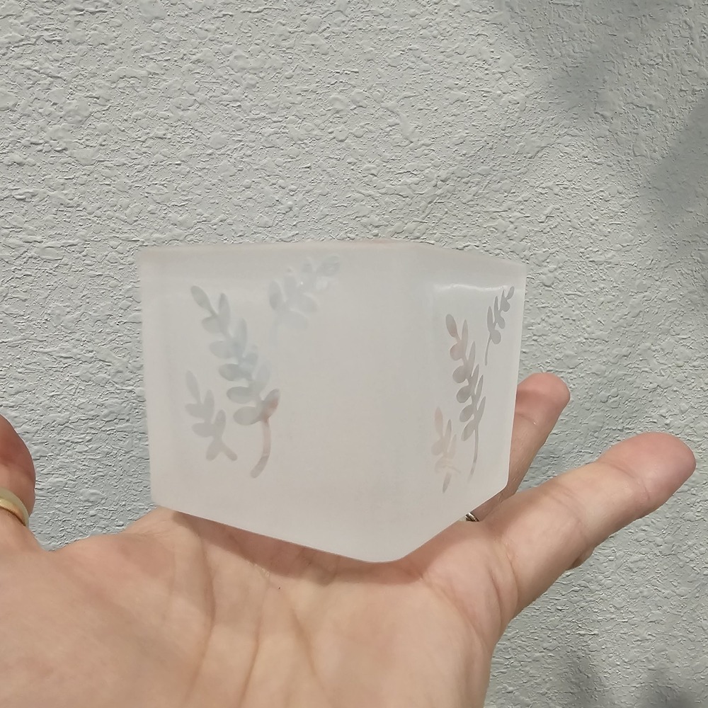 Vintage Square Pair Frosted Votive Candle Holders Set Of 2 P7235 NEW OPEN